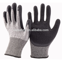 Nivel 5 HPPE guantes de látex recubiertos de látex resistentes a la abrasión / guantes resistentes a los cortes